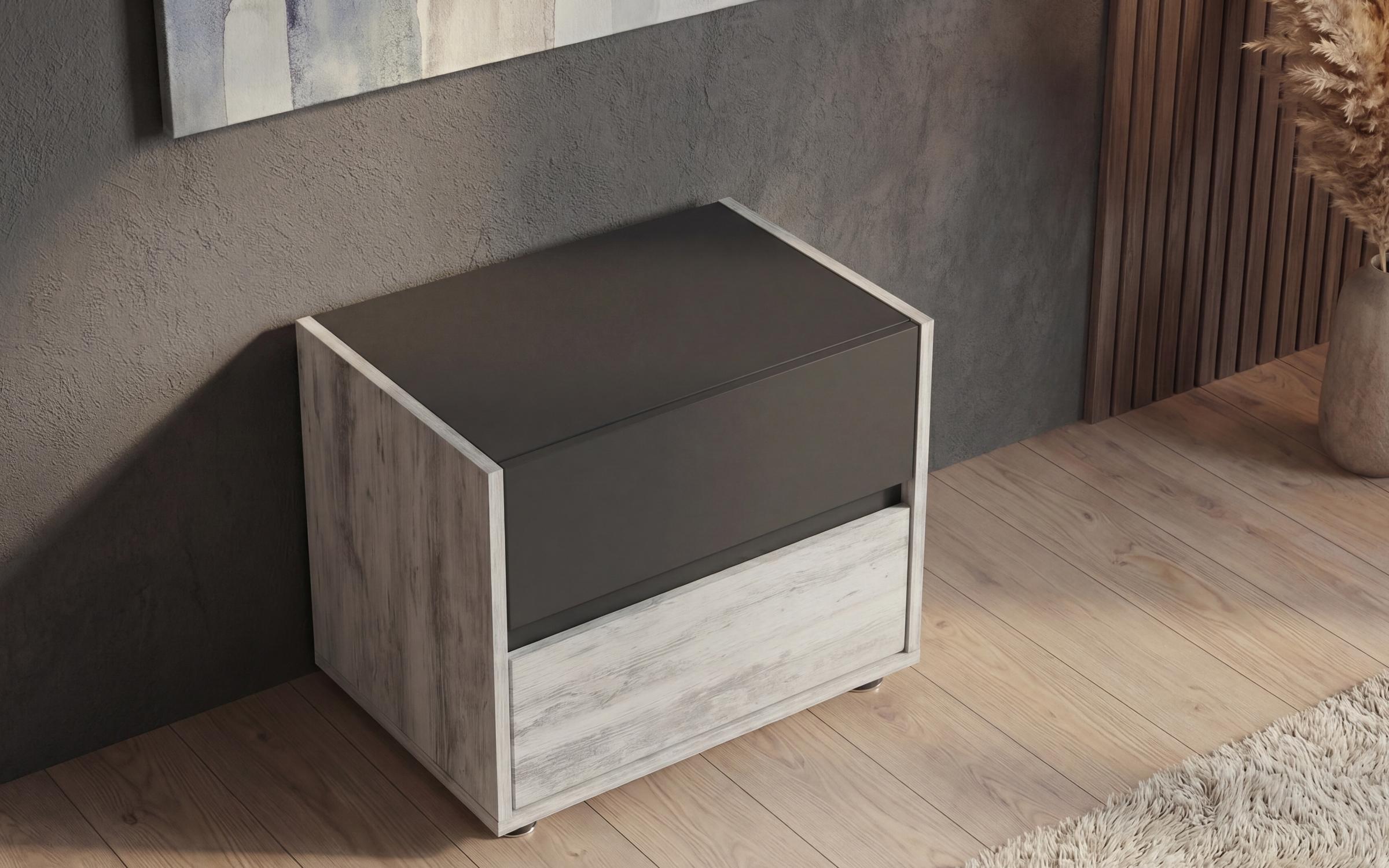 Nightstand Prestige, Antique oak + anthracite matt  4